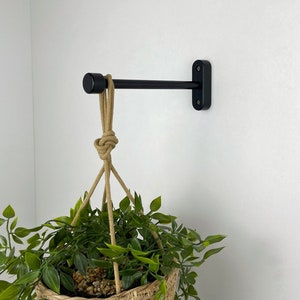 Black Indoor Plant Hanger, 10 Long Plant Holder Bracket, Wood and