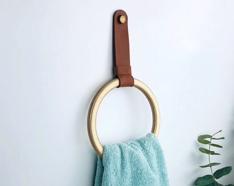 Buy Round Towel Holder, Wood Hand Towel Ring, Bathroom Towel Rack