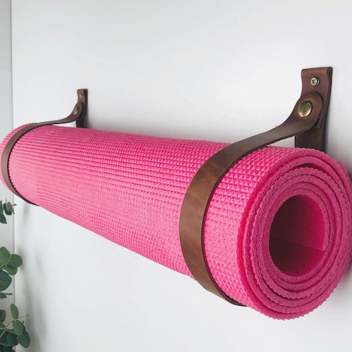 Yoga Mat Holder Wall Hanging Leather Straps Yoga Mat Storage Etsy