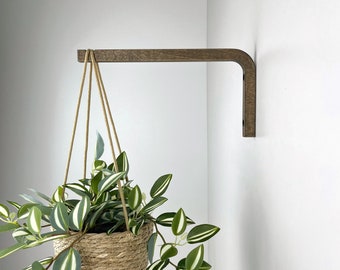 Long plant hook bracket, Wooden indoor plant hanger for wall