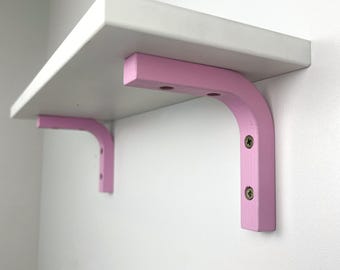 Soportes de madera rosas de 4 pulgadas para estantes / Soportes de pared pequeños y coloridos para estantes