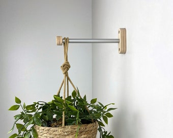 10" Indoor plant hanger hook, Long plant bracket for planter, Modern macrame hook for wall