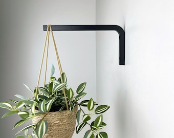 Gancho para pendurar plantas em macramê preto, suporte longo para plantas para parede