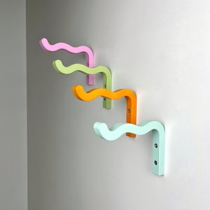 Wavy colorful plant bracket for wall, Indoor hanging plant hook, Bright plant accessories image 1