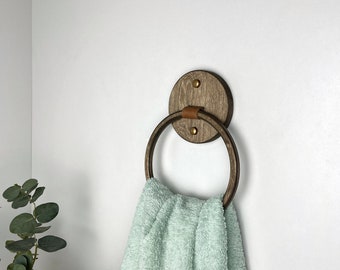 Porte-serviettes en bois pour mur, anneau de serviette en bois pour salle de bain, porte-serviettes rond moderne