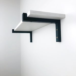 Supports d&#39;étagère noirs avec rebord : Quincaillerie pour étagères flottantes modernes (Ensemble de 2)