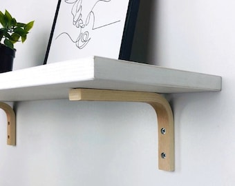 White Floating Shelf, Modern Wood Wall Shelf with Brackets (30-36 inch)