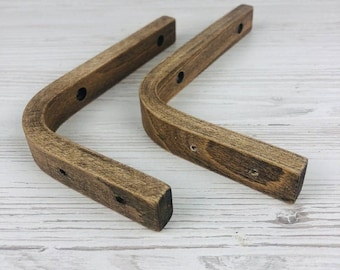 Wood shelf brackets modern Wall brackets for shelving Floating bracket shelf pair Boho shelf bracket