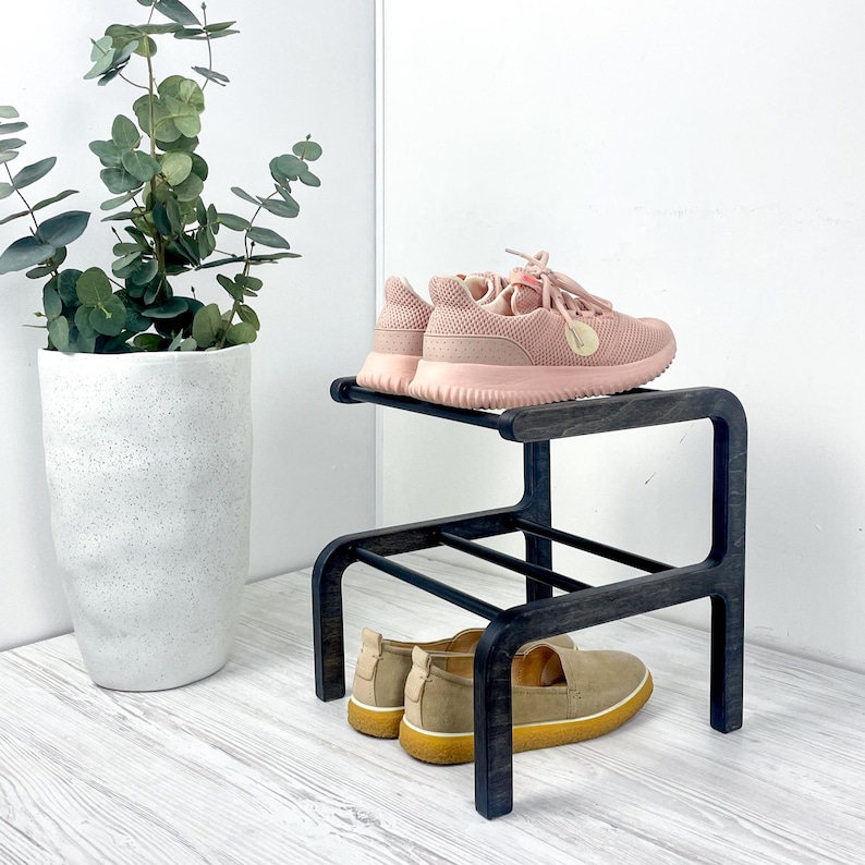 Zapatero estrecho de madera – Almacenamiento para la entrada en 2, 3 o 4 niveles imagen 9