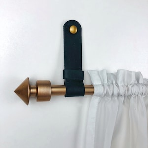 Black curtain rod brackets Leather rod holder Wall hanging curtain straps Loop brackets for drapery rod
