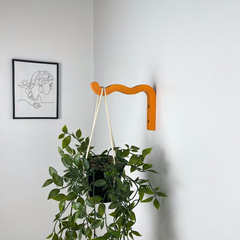 Purple Wavy Plant Hanger Hook for Wall | Macrame Plant bracket | Colorful Dopamine Home Decor image 8