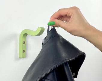 Green Small Wiggle Wall Mounted Hook | Hat, Clothes and Towel Hanger Rack