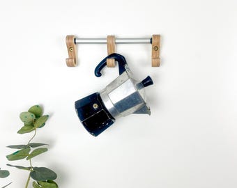Kitchen Mug Rack with Hooks – Wooden Wall Organizer