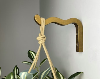 Bronzen houten plantenhangerhaak, golvende muurbeugel
