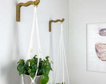 Wooden Plant Wall Bracket in Bronze Finish – Decorative Hook for Hanging Planters, Lanterns, and Macrame