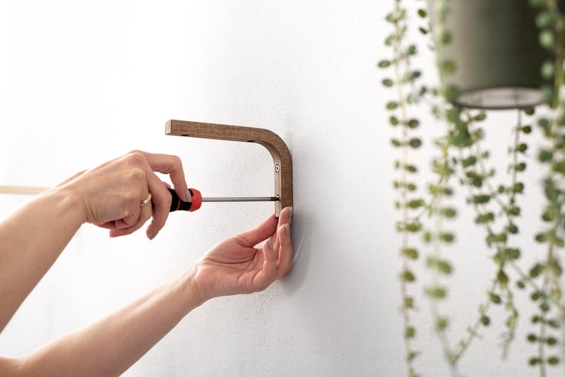 Indoor Plant Hanger Bracket Minimalist Wooden Wall Hook for Etsy