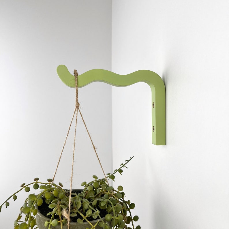 Wavy colorful plant bracket for wall, Indoor hanging plant hook, Bright plant accessories image 4