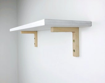 Small Wooden Shelf Brackets | L shaped Wall Brackets for Floating Shelves