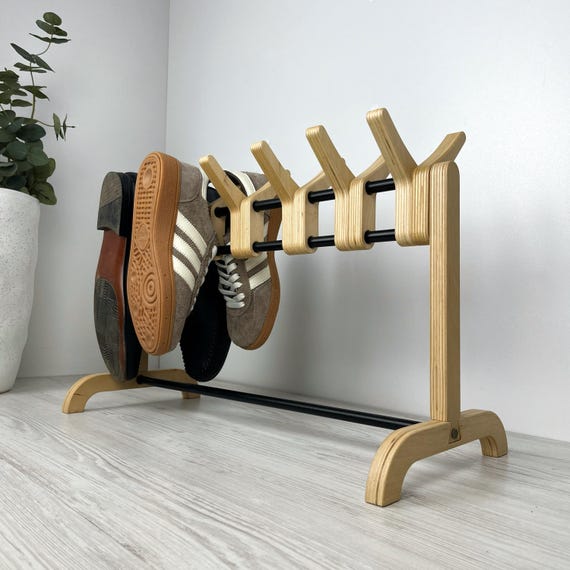 Double Sided Wooden Shoe Stand | Unique Shoe Rack for Entryway | 6 Pair