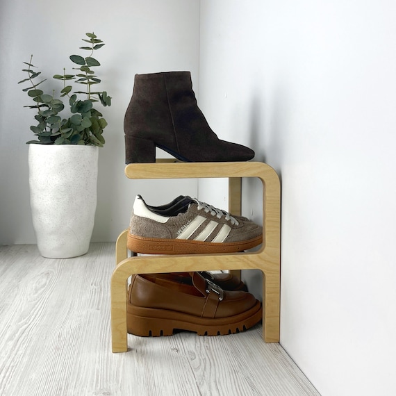 Tiered Wooden Shoe Rack – Slim Organizer for Small Entryways