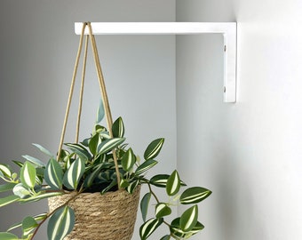 Gancho de madera blanco para colgar plantas: soporte de pared para colgar plantas