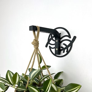 Modern Black Plant Hanger Hook Wooden Wall Bracket for Hanging Plants Botanical Wall Decor image 1