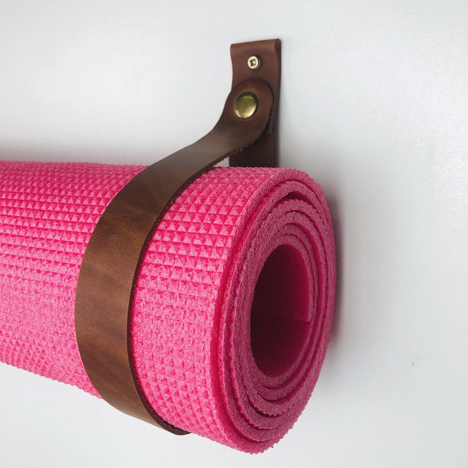 Yoga Mat Holder Wall Hanging Leather Straps Yoga Mat Storage Etsy UK