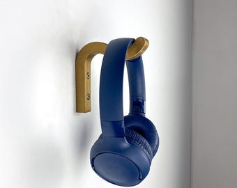 Bronze Headphone Wall Hanger: Wavy Wooden Headset Hook