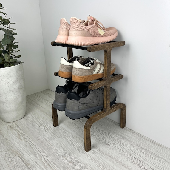 Kleines vertikales Schuhregal aus Holz | 3-Tier-Ecke Schuhorganizer für den Eingangsbereich