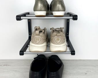 Rangement mural pour chaussures en bois noir : organisateur de rangement dans l'entrée