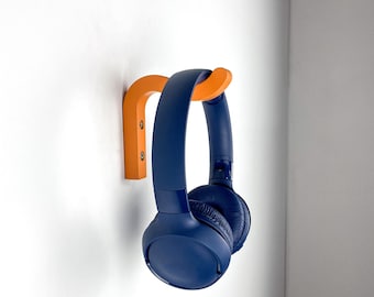 Colgador de pared para auriculares naranja: gancho de madera ondulado de colores