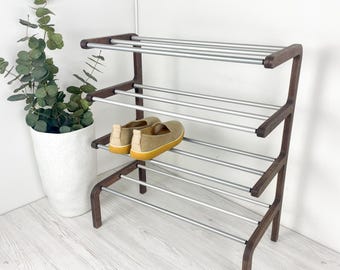 Tall Wooden Shoe Rack – 4 Tier Vertical Storage Stand