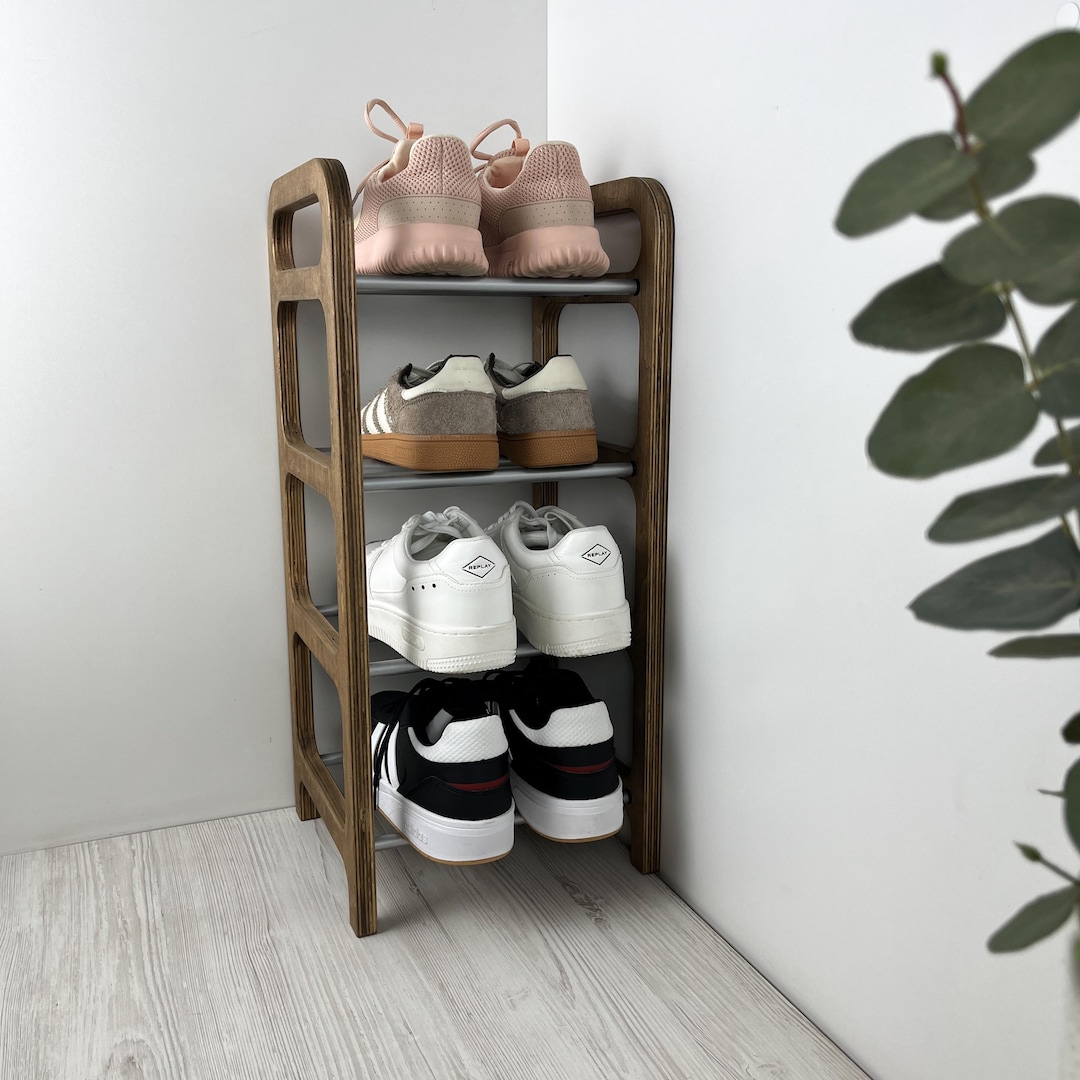 Narrow Small Vertical Shoe Rack | Small Entryway Wooden Shoe Organizer ...