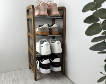 Zapatero vertical pequeño y estrecho / Organizador de zapatos de madera para entrada pequeña