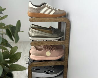 Zapatero vertical estrecho - Organizador de zapatos de madera para entrada
