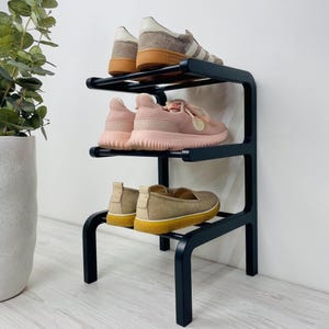 Zapatero estrecho de madera – Almacenamiento para la entrada en 2, 3 o 4 niveles imagen 14