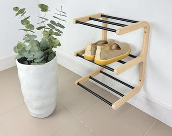 Modern Wall Mounted Shoe Rack – 3 Tier Space Saving Storage