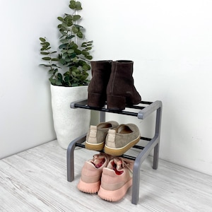Zapatero estrecho de madera – Almacenamiento para la entrada en 2, 3 o 4 niveles imagen 11