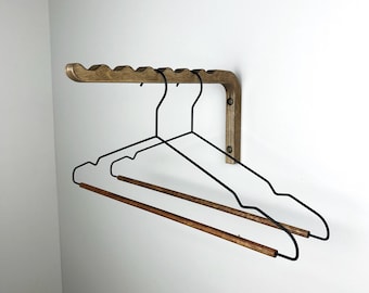 Wall Mount Clothes Hanger Rack | Wooden Valet Hook For Closets