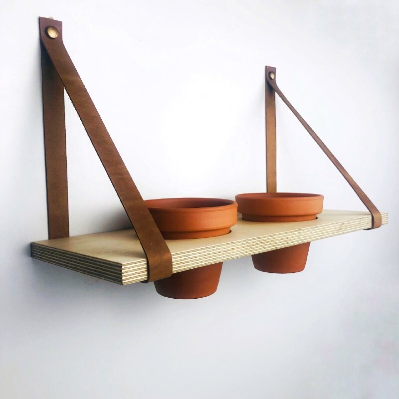 Indoor Hanging Plant Shelf Wood Wall Plant Holder Floating Etsy