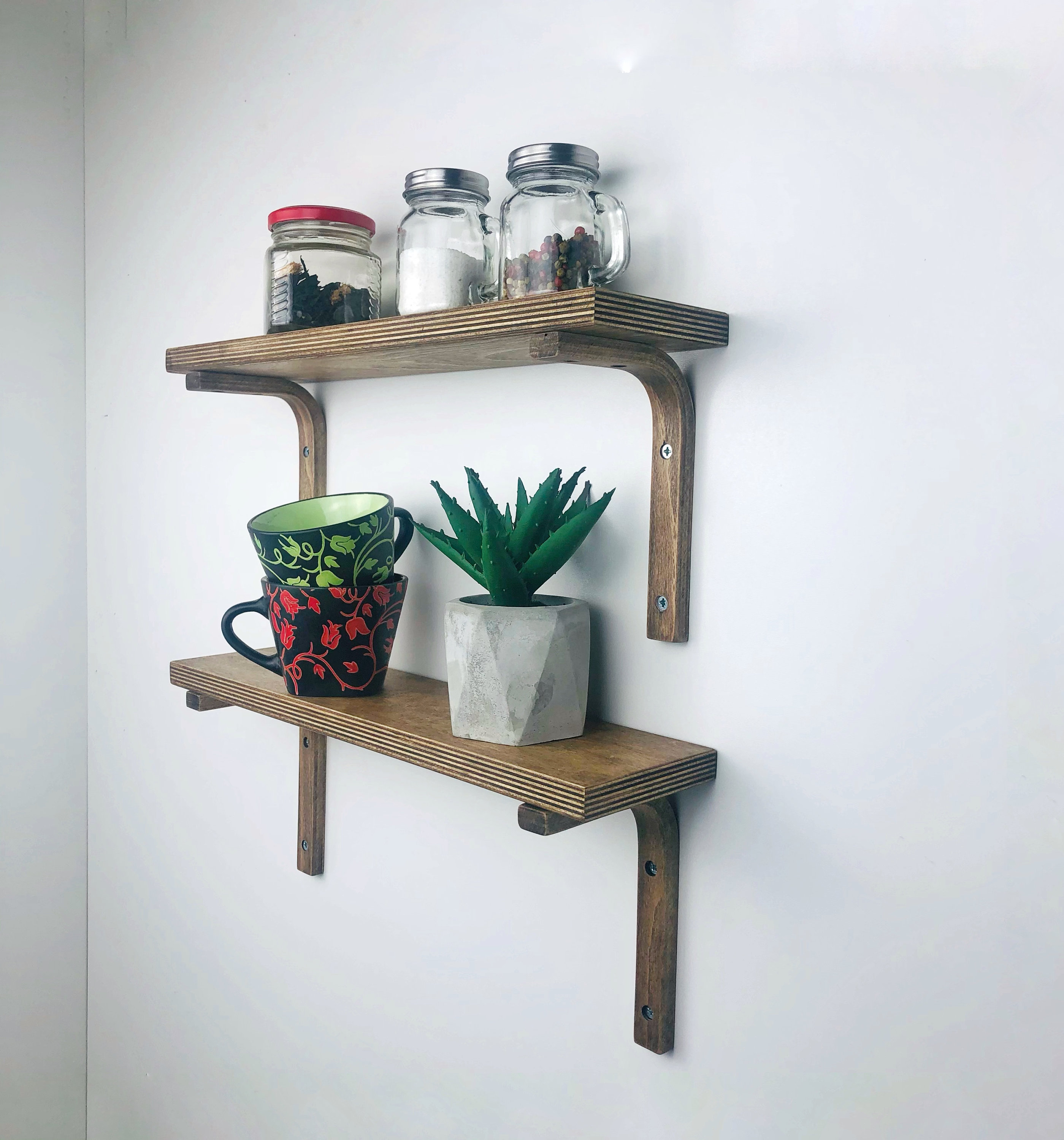 Set of 2 Floating Wood Shelves Kitchen Wall Shelves With Etsy