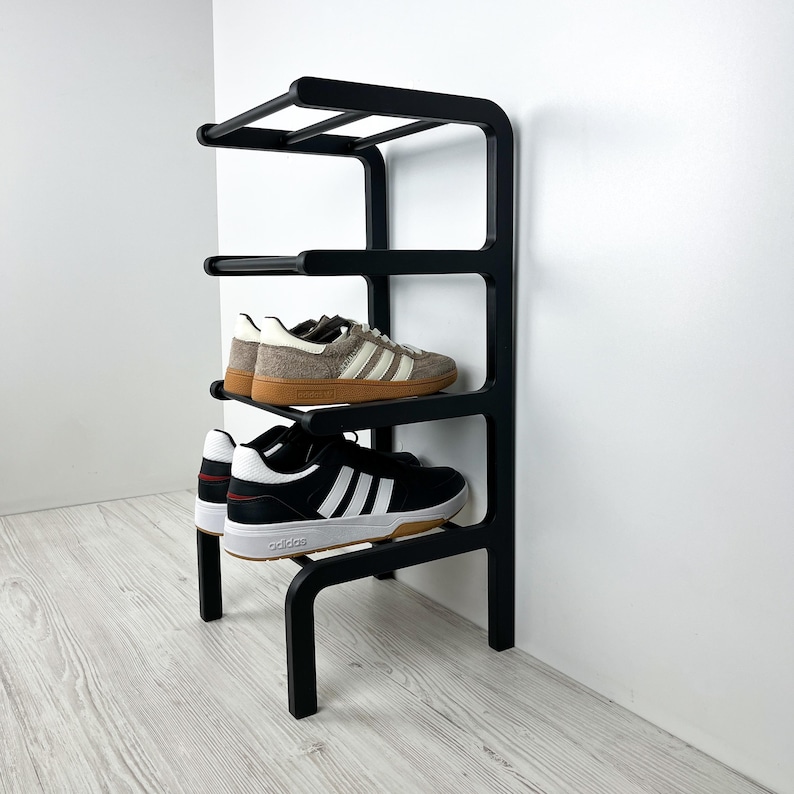 Zapatero estrecho de madera – Almacenamiento para la entrada en 2, 3 o 4 niveles imagen 16