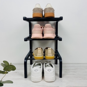 Zapatero estrecho de madera – Almacenamiento para la entrada en 2, 3 o 4 niveles imagen 13
