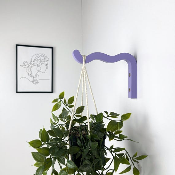 Purple Wavy Plant Hanger Hook for Wall | Macrame Plant bracket | Colorful Dopamine Home Decor