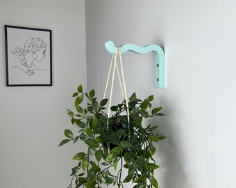 SkyBlue Wooden Plant Hanger Hook | Wavy Wall Hook for Indoor Plants