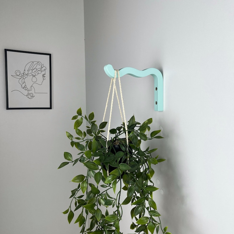 Purple Wavy Plant Hanger Hook for Wall | Macrame Plant bracket | Colorful Dopamine Home Decor SkyBlue