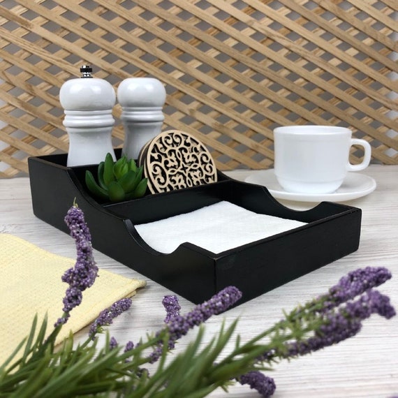 MyGift Farmhouse Napkin Holder With Salt And Pepper Shaker Caddy