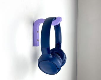Soporte para auriculares de pared morado - Gancho de madera ondulado de colores
