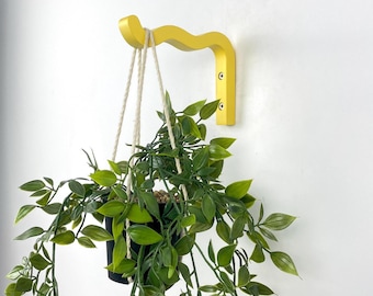 Yellow Wavy Plant Hook for Wall | Wooden Plant Hanger | Dopamine Decor
