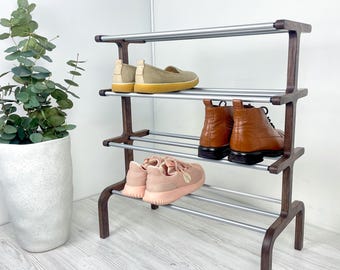 Organizador de zapatos moderno de 4 niveles / Zapatero independiente de madera
